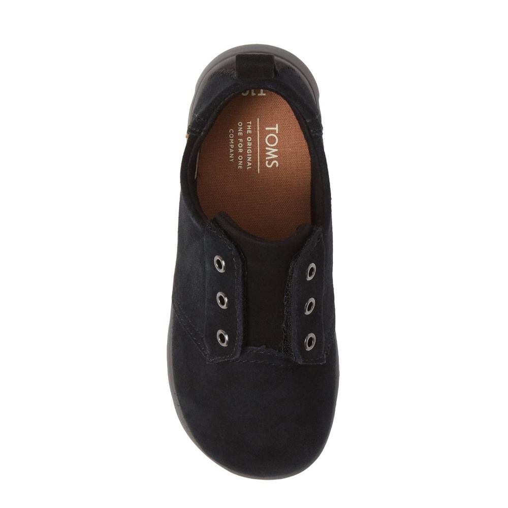 ✨NIB✨ TOMS Ivan Black Suede Oxford Sneaker TINY 8 - Picture 5 of 6